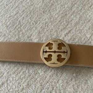 Tory Burch tan and gold reversible belt
